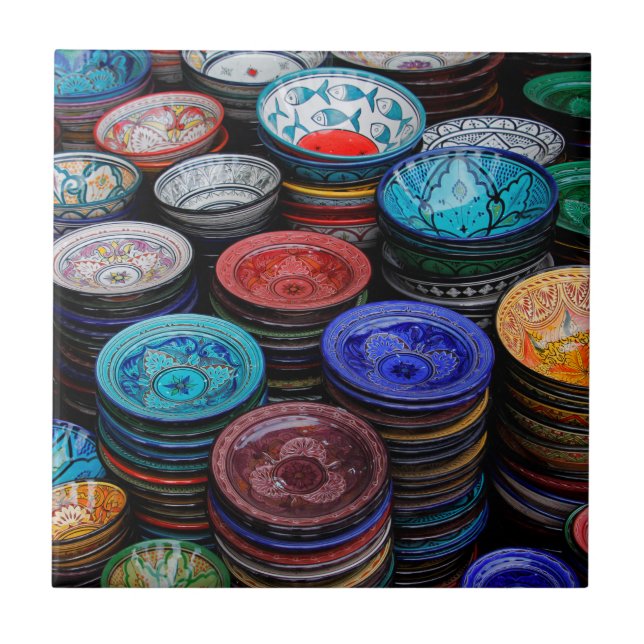 Azulejo Platos marroquíes en el mercado (Frente)