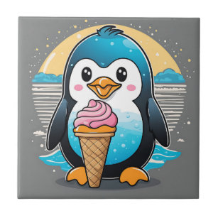 Azulejo Playa Cute Kawaii Penguin Ice Cream