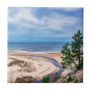Azulejo Playa de arena blanca cerca del mar Báltico de Let