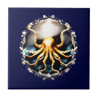 Azulejo Playa de glam octopus de criatura kraken decorativ