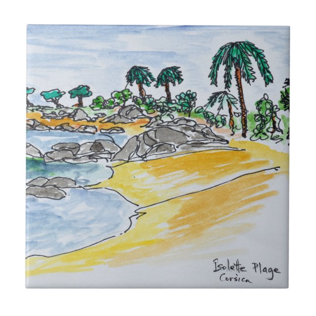 Azulejo Playa de Isolella, Ajaccio| Córcega, Francia (Frente)