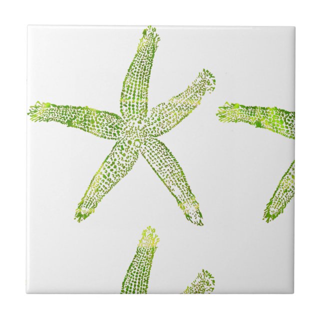 Azulejo Playa de Starfish Playa gris Verde Blanco Moderno (Frente)