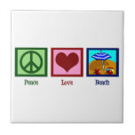 Azulejo Playa del amor de la paz<br><div class="desc">Un signo de la paz,  corazón,  y una playa linda.</div>