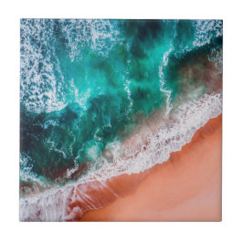 Azulejo Playa del océano azul Mar costero Monograma