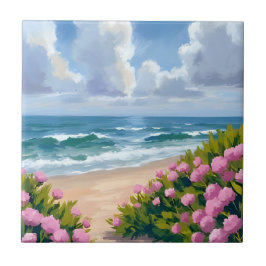 Azulejo Playa en Flor | Hortensia Rosa Costera Oceánica
