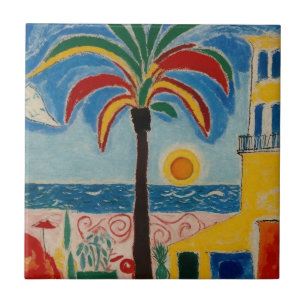Azulejo Playa mediterránea tropical colorida
