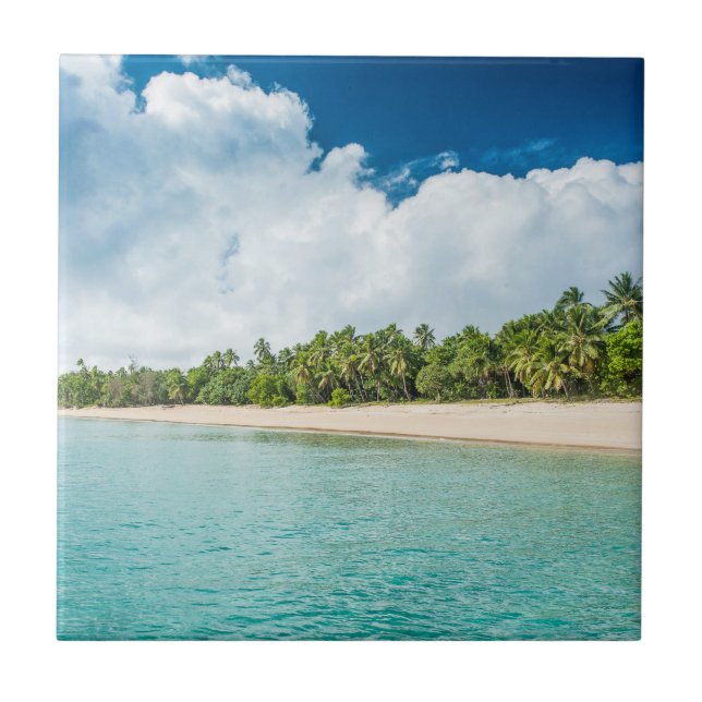 Azulejo Playa Rodeada de Palma Tropical (Frente)