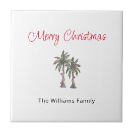 Azulejo Playa Tropical de Cerezos de Navidad Palm Trees
