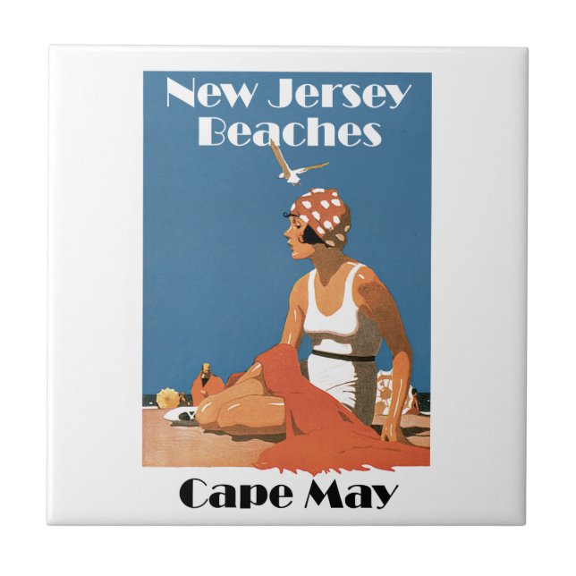 Azulejo Playas de Nueva Jersey ~ Cape May (Frente)