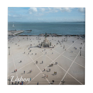 Azulejo Plaza de Comercio desde arriba en Lisboa, Portugal
