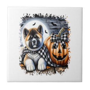 Azulejo Plaza de Halloween de perro Akita