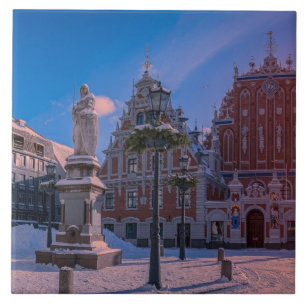 Azulejo Plaza del ayuntamiento de Riga en invierno Tile ce