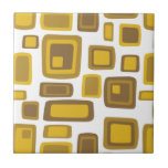 Azulejo Plaza Mostaza Dorada Brown de Mediados del Siglo<br><div class="desc">Diseño de inspiración moderna de mediados del siglo XX con un patrón vintage de cuadrados retro en una paleta de color mostaza dorada con acentos marrones sobre un fondo blanco. Diseño sencillo y moderno. Crea tu propio patrón de personalizado cargando una nueva imagen, o usa el botón "contacta con este...</div>