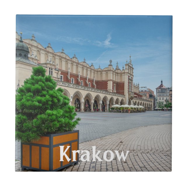 Azulejo Plaza principal en el casco antiguo de Cracovia, P (Frente)
