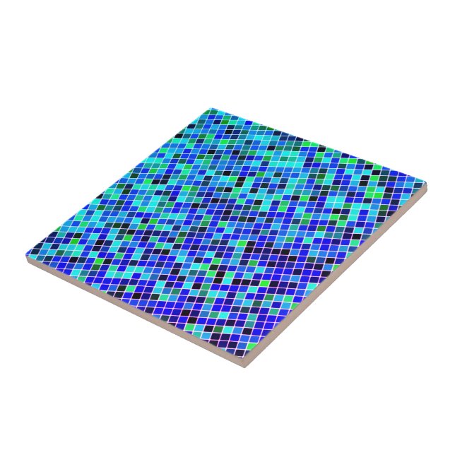 Azulejo Plazas azules verdes y de mosaico negro - Hermosas (Lado)
