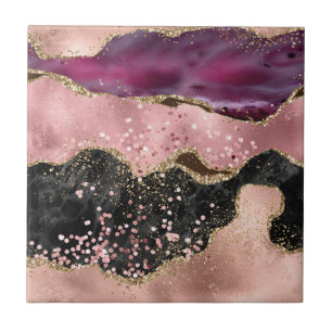 Azulejo Plink Black Gold Purpurina Marbble Agate