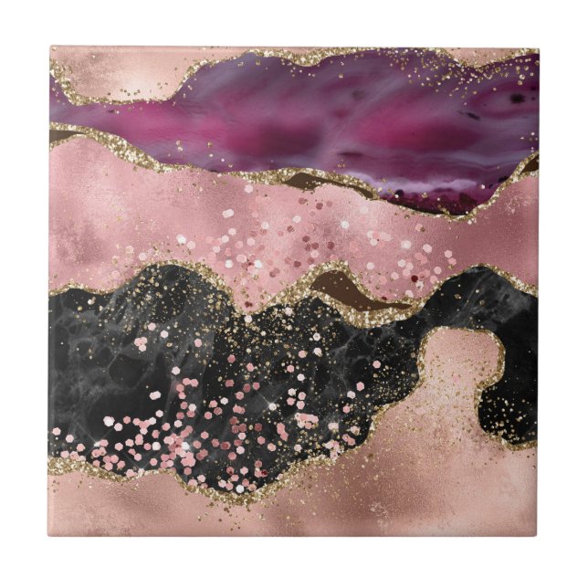 Azulejo Plink Black Gold Purpurina Marbble Agate (Frente)