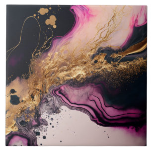 Azulejo Plink Black Gold Purpurina Marble Agriata Cerámica