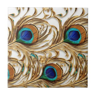 Azulejo Plumas de pavo real patrón moderno sin costuras lu