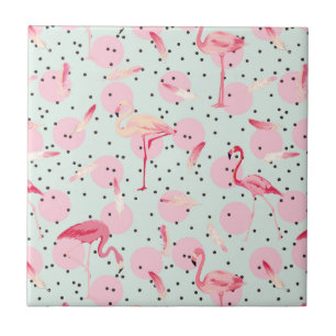 Azulejo Plumas del flamenco en lunares