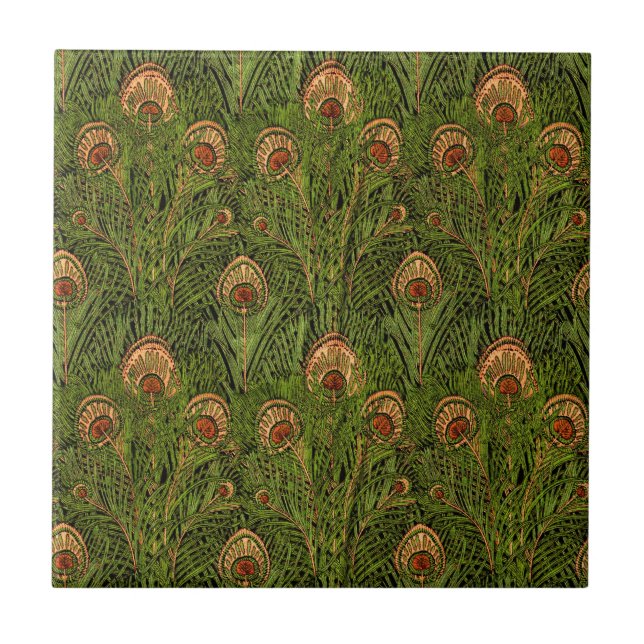 Azulejo Plumas verdes del pavo real (Frente)