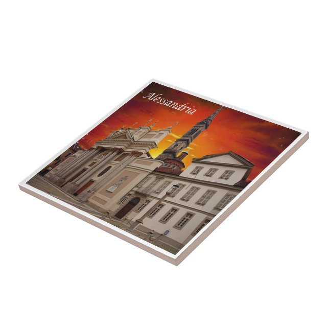 Azulejo PMT028 ALESSANDRIA, Piazza Duomo, Italia, (Lado)