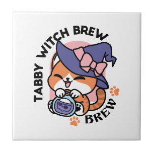 Azulejo Poción de Bruja Atigrada – Diseño de Gato de Hallo