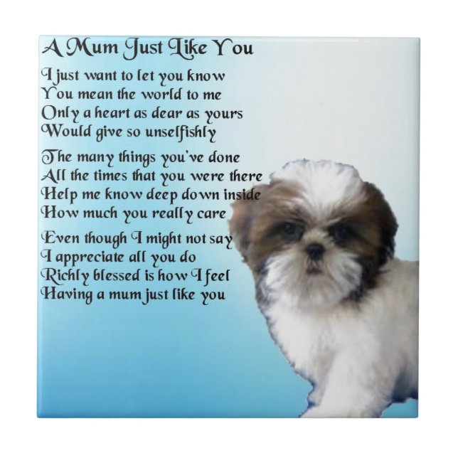 Azulejo Poema de la mamá - diseño de Shih Tzu (Frente)