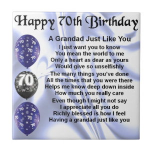 Azulejo poema del grandad - 70.o cumpleaños