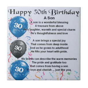 Azulejo Poema del hijo - trigésimo diseño del cumpleaños