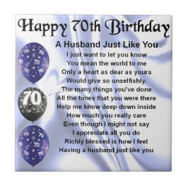 Azulejo Poema del marido - 70.o cumpleaños