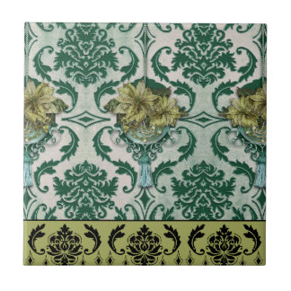 Azulejo POINSETTIA de VENEZIA en trullo y verde