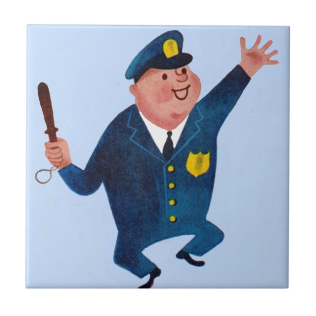 Azulejo policía feliz bailando (Frente)