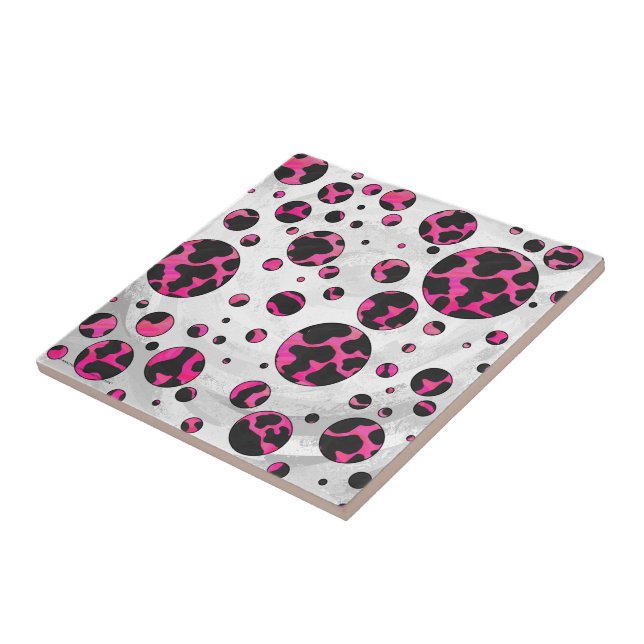 Azulejo Polka Dot Cow Pink y Black Print (Lado)