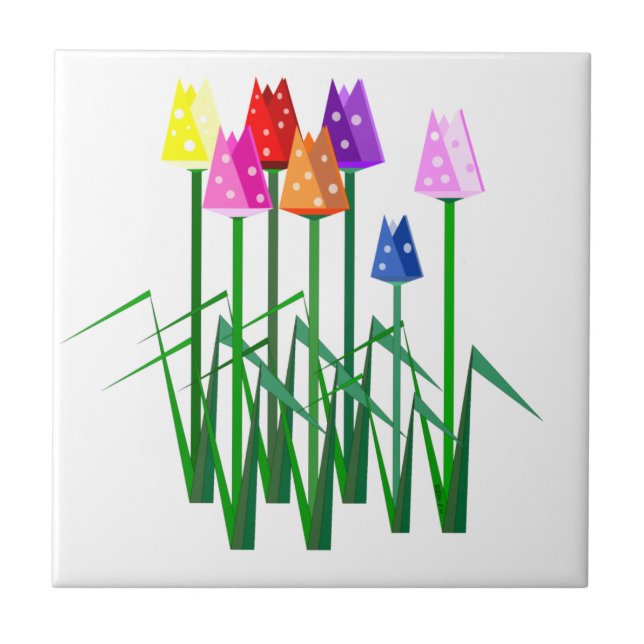 Azulejo Polka Dot Tulips Tile Cerámico (Frente)