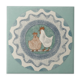 Azulejo Pollitos Caprichosos Azul Menta Terracota Aqua