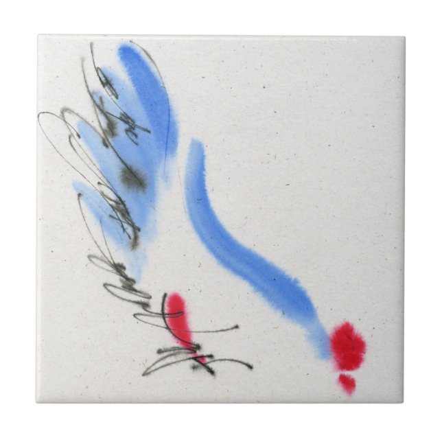 Azulejo Pollo blanco. Caligrafía y acuarela (Frente)