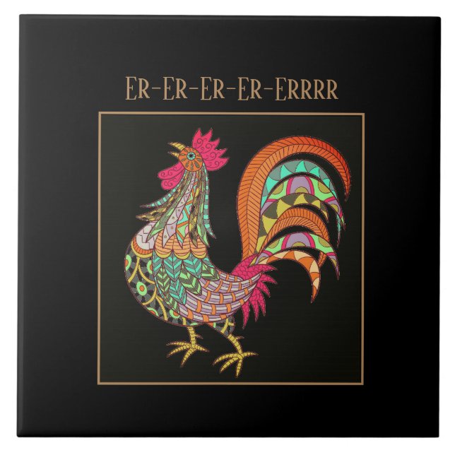 Azulejo Pollo Trivet de colores mosaicos (Frente)