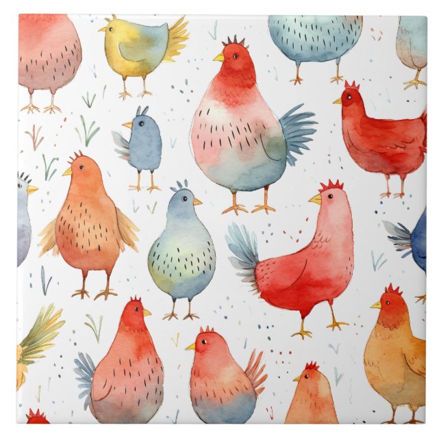 Azulejo Pollos de granja (Frente)