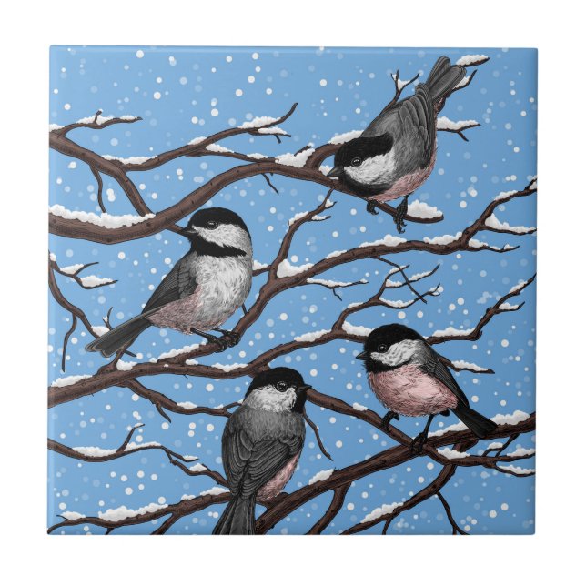Azulejo Pollos en invierno (Frente)