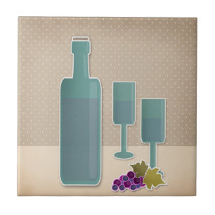 Azulejo Polo de uva de copas de vino retro de grano beige