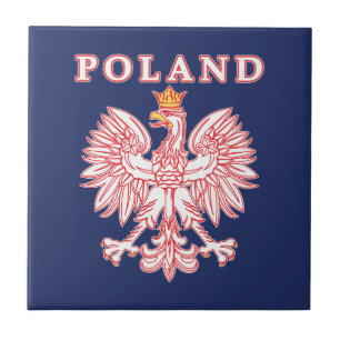Azulejo Polonia con el polaco Eagle del rojo