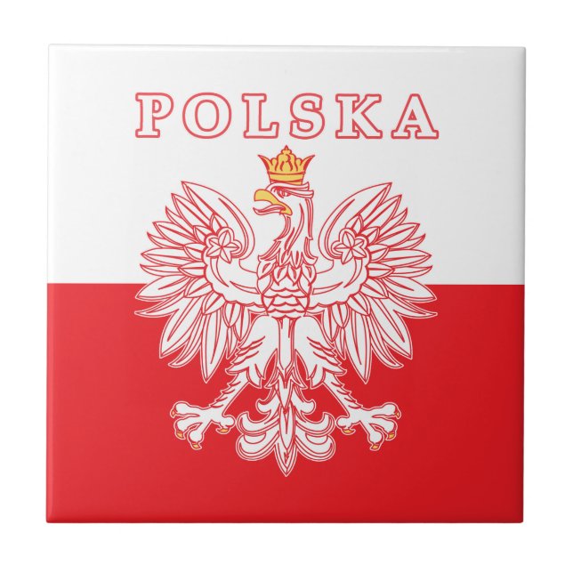Azulejo Polska Con Águila Polaca Roja (Frente)