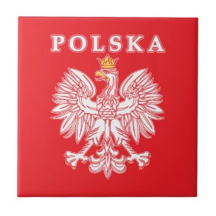 Azulejo Polska Con Águila Polaca Roja