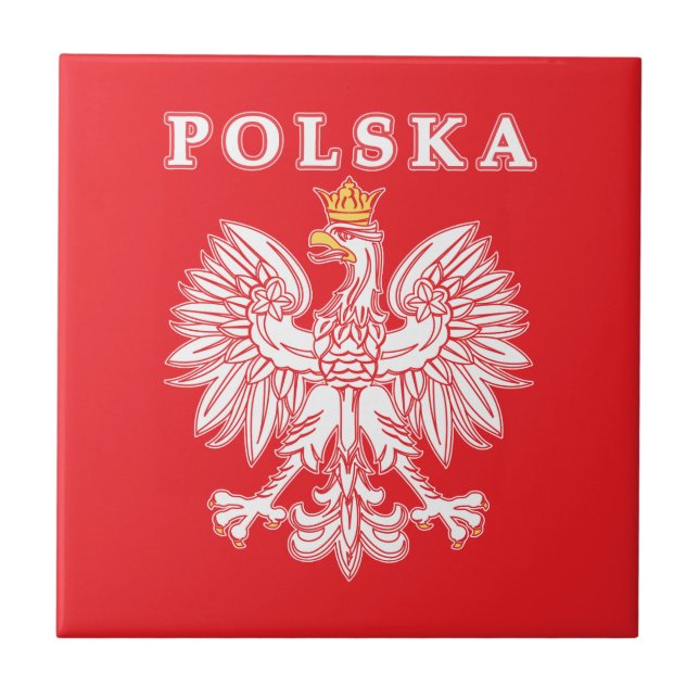 Azulejo Polska Con Águila Polaca Roja (Frente)