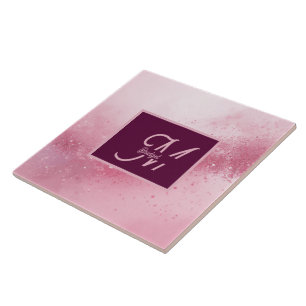 Azulejo Polvo de chispa de mármol abstracto femenino rosa
