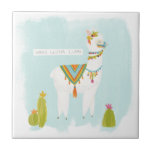 Azulejo Pom Pom Llama Rama - Lotta Llama entera<br><div class="desc">Imagen de Llama Rama II de June Erica Vess. Presenta una llama divertida con la frase "Lotta Llama entera".</div>
