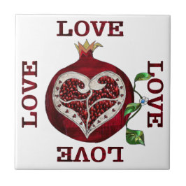 Azulejo Pomegranate Heart LOVE Valentine