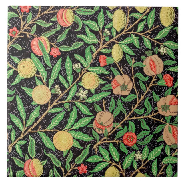 Azulejo Pomegranato y flores en ramas (Frente)