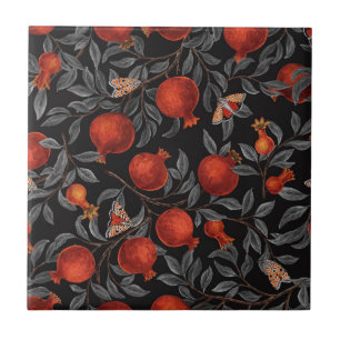 Azulejo Pomegranatos y motos de bella en rojo y gris